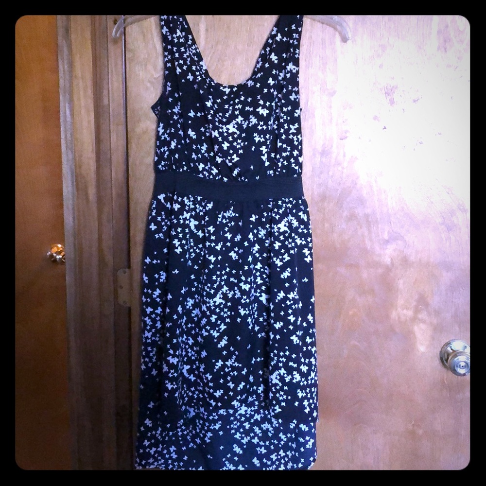 Black and white butterfly print dress.
